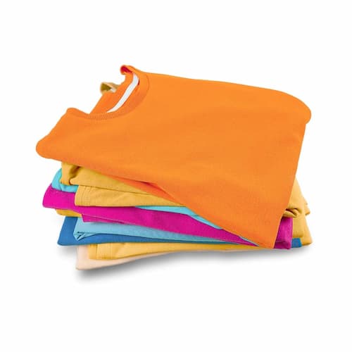 Multicolor folded clothing in a single pile
