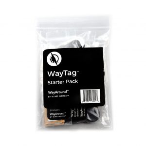 A resealable bag containing all of the Starter Pack WayTags.